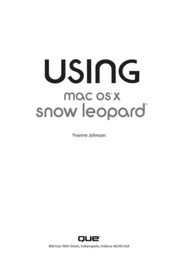 Using MAC OS X Snow Leopard